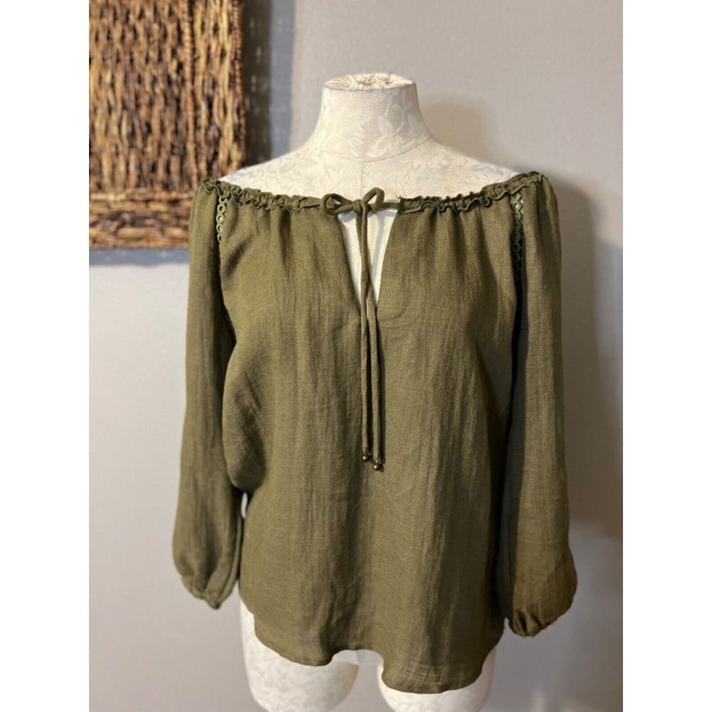 Anthropologie Shilla The Label Top Olive Green M Medium Off Shoulder $131